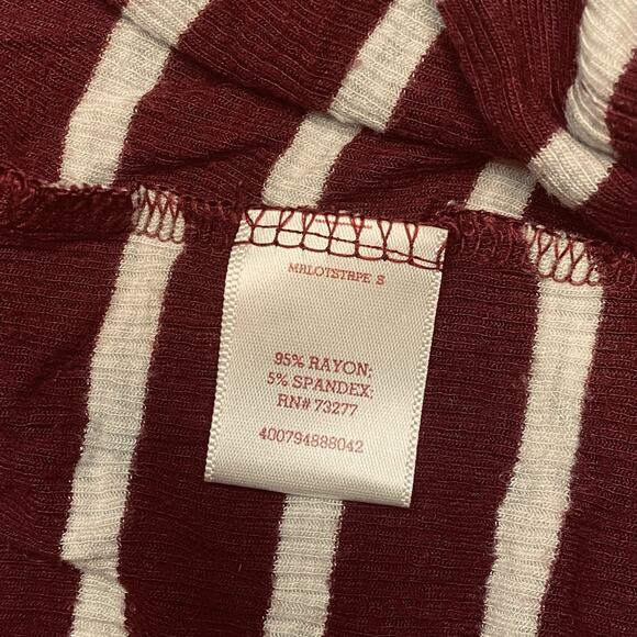 Juniors So Waterfall Open Front Cardigan Burgundy Red & White Stripes - Picture 9 of 9